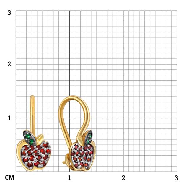 Серьги детские из красного золота с фианитами (046321)