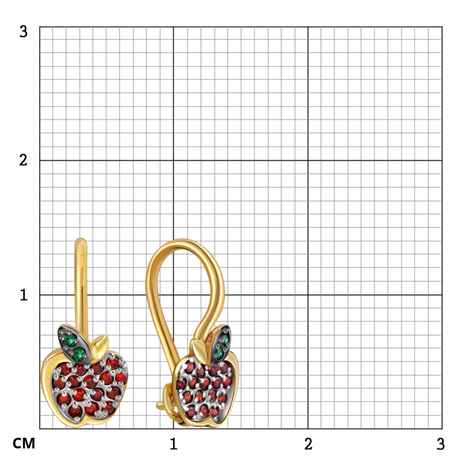 Серьги детские из красного золота с фианитами (046321)