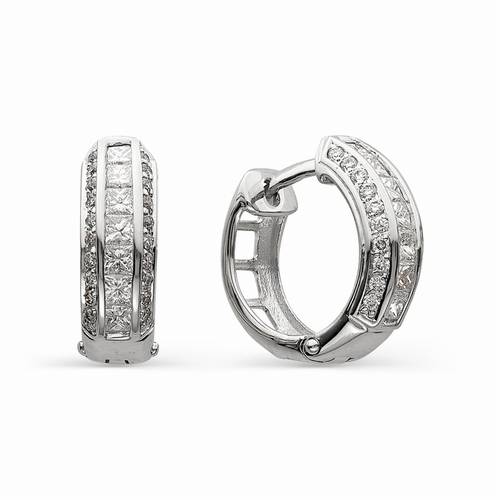 Серьги конго из белого золота с бриллиантами (036170)