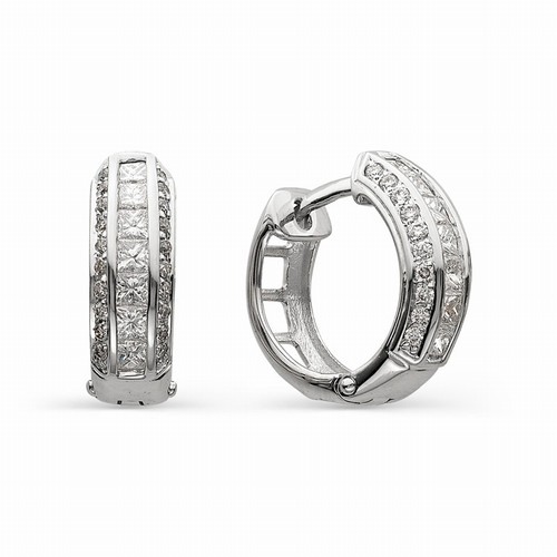 Серьги конго из белого золота с бриллиантами (036170)