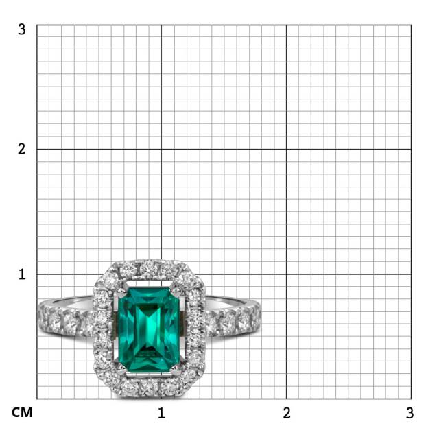 Кольцо из белого золота с бриллиантами и изумрудом (058711)