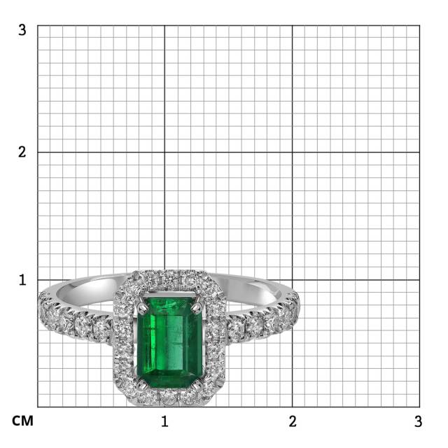 Кольцо из белого золота с бриллиантами и изумрудом (058711)