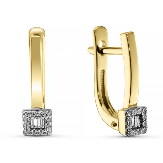 Серьги из жёлтого золота с бриллиантами  (063784)