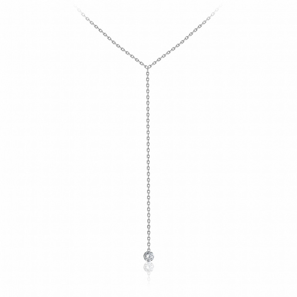 Колье из белого золота с бриллиантом (047759)
