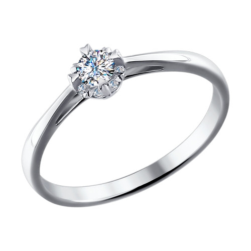 Помолвочное кольцо из белого золота с бриллиантами (027877)