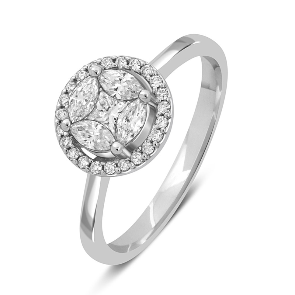 Кольцо из белого золота с бриллиантами (042738)