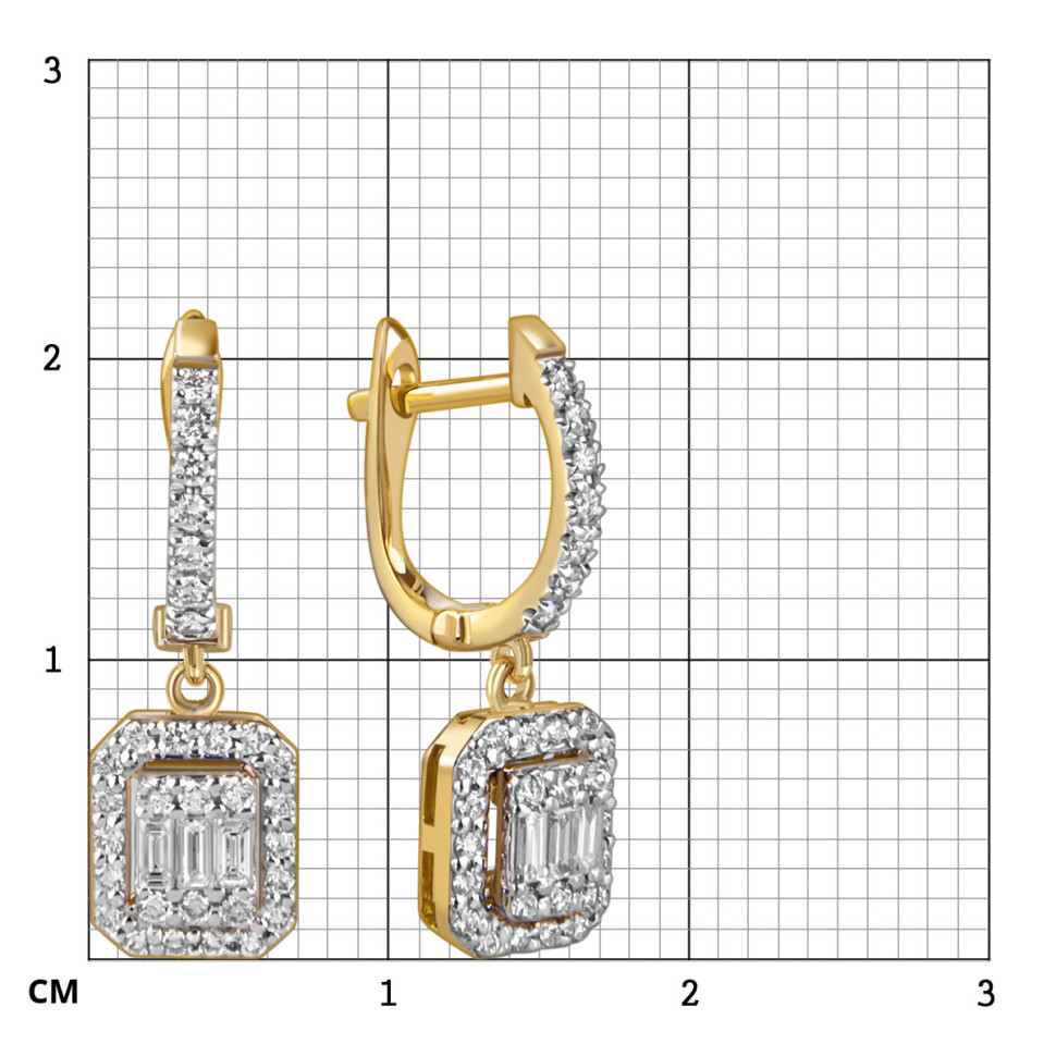 Серьги из жёлтого золота с бриллиантами (059530)