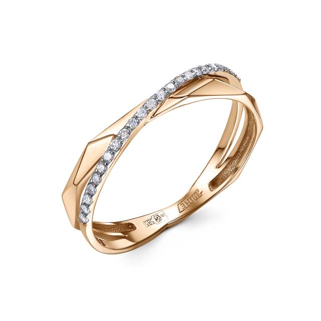 Кольцо из красного золота с бриллиантами (053781)