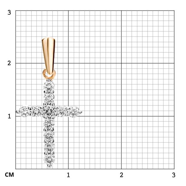 Кулон крест из комбинированного золота с бриллиантами (043517)