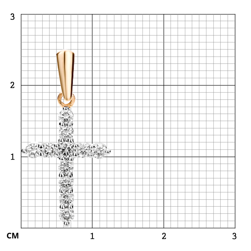 Кулон крест из комбинированного золота с бриллиантами (043517)