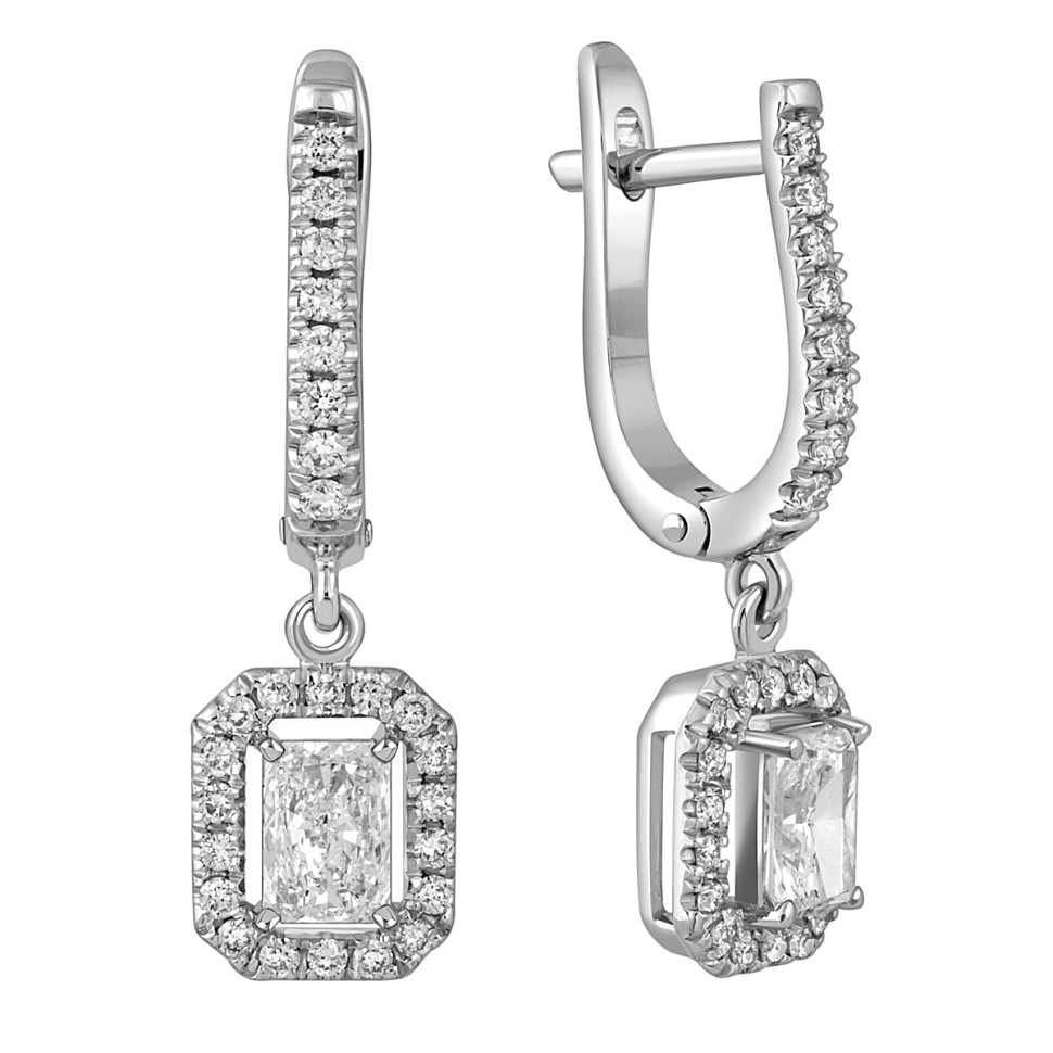 Серьги из белого золота с бриллиантами  (051636)