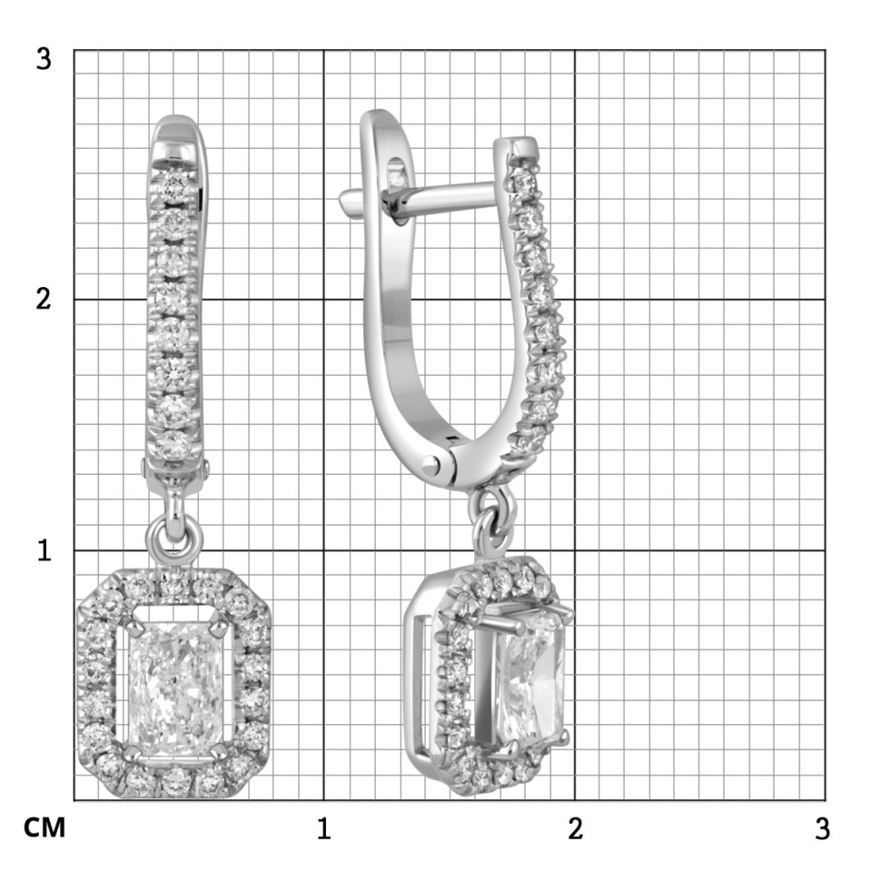 Серьги из белого золота с бриллиантами  (051636)