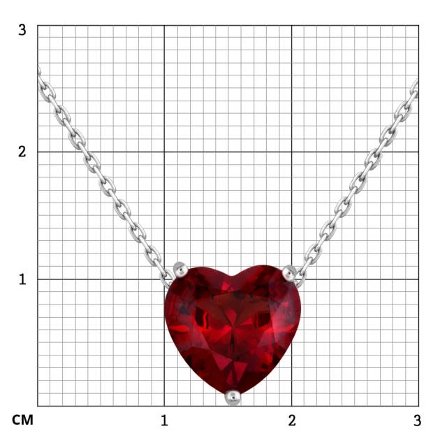 Колье из белого золота с гранатом "Сердце" (060173)