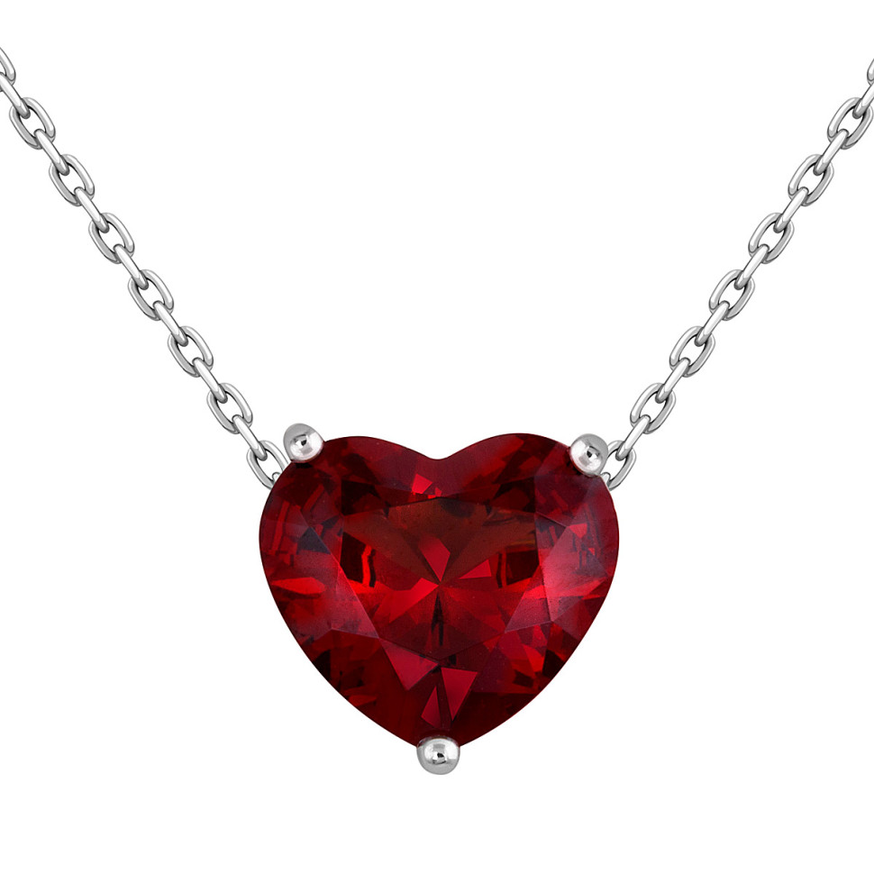 Колье из белого золота с гранатом 