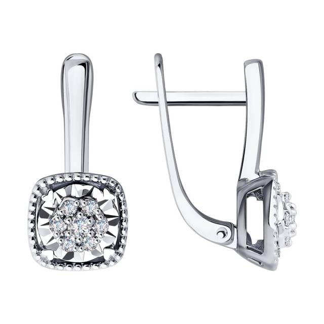Серьги из белого золота с бриллиантами (046753)