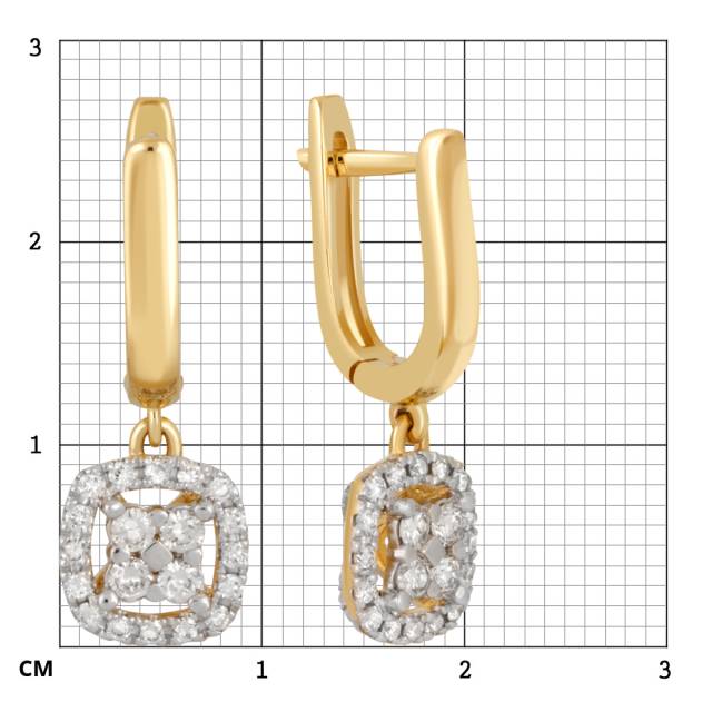 Серьги из комбинированного золота с бриллиантами (039665)