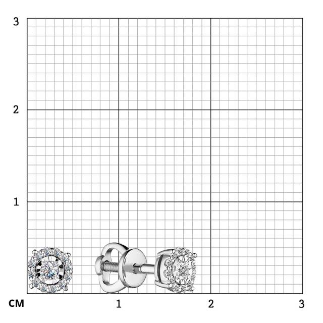 Серьги пусеты из белого золота с бриллиантами (055178)