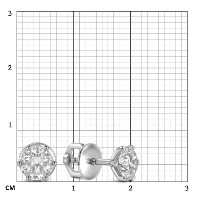 Серьги пусеты из белого золота с бриллиантами (061111)