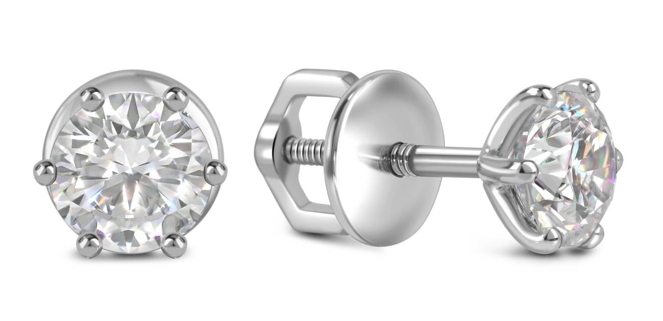 Серьги пусеты из белого золота с бриллиантами (061111)