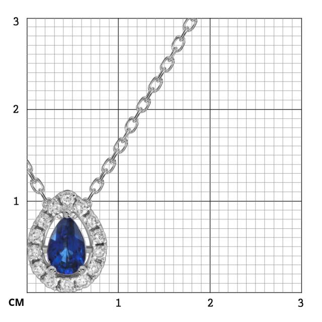 Колье из белого золота с бриллиантами и сапфиром (054493)