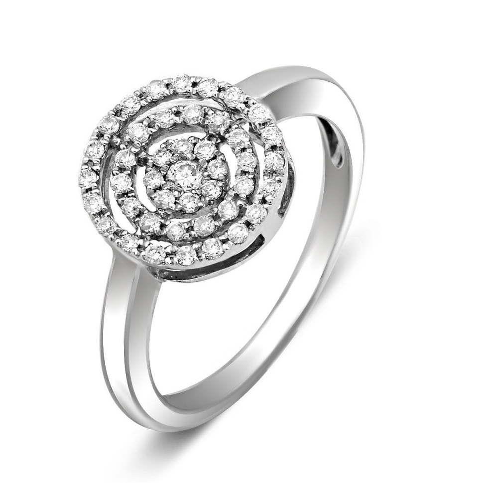 Кольцо из белого золота с бриллиантами (015044)