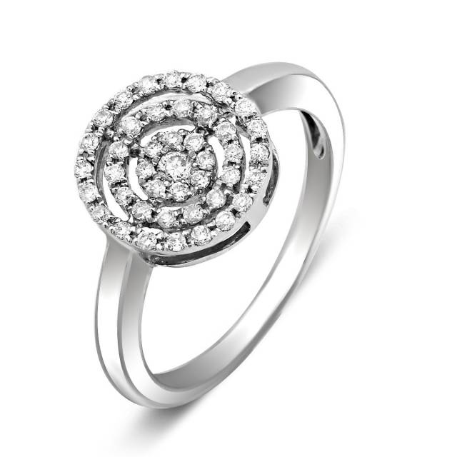 Кольцо из белого золота с бриллиантами (015044)