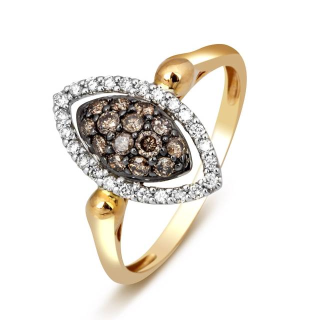 Кольцо из желтого золота с бриллиантами (001282)