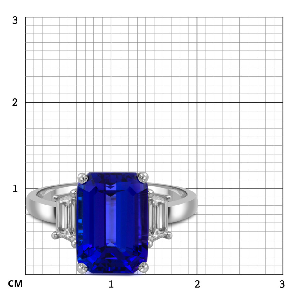 Кольцо из белого золота с бриллиантами и танзанитом (054512)