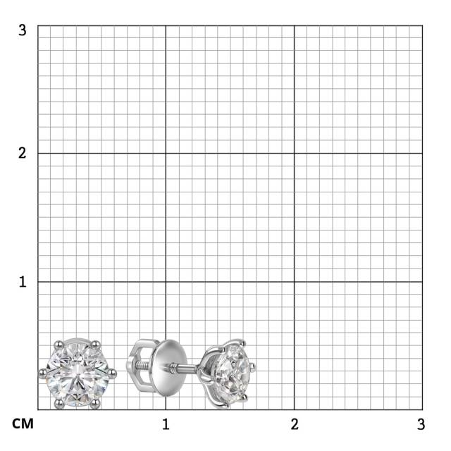 Серьги пусеты из платины с бриллиантами (064626)