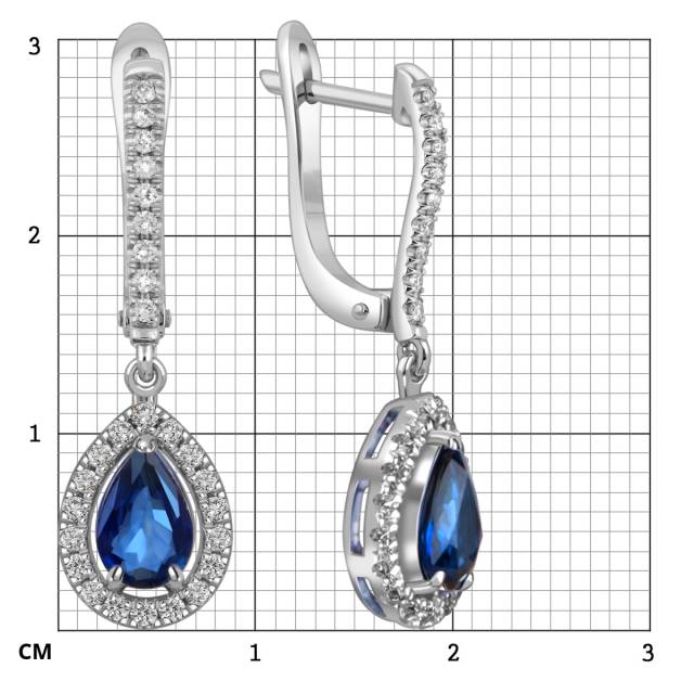 Серьги из белого золота с бриллиантами и сапфирами (054523)