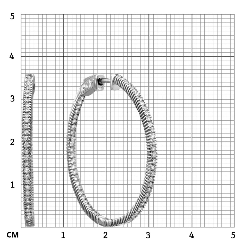 Серьги конго из белого золота с бриллиантами (023294)