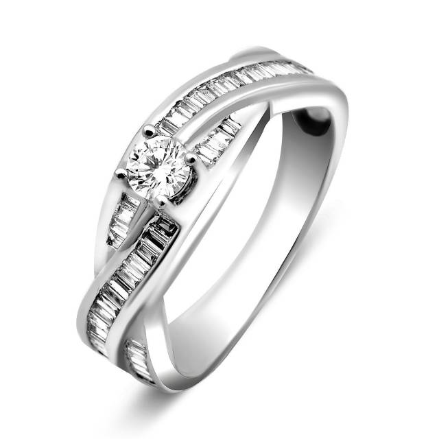 Помолвочное кольцо из белого золота с бриллиантами (023413)