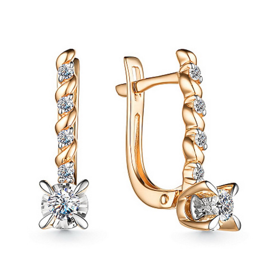 Серьги из красного золота с бриллиантами (053659)