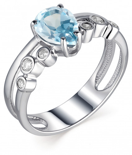 Кольцо из серебра с топазом и фианитами 16.5