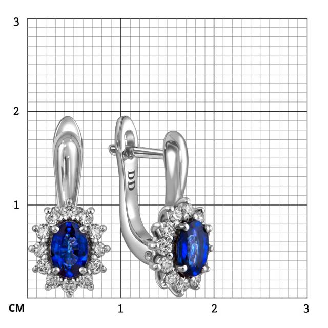 Серьги из белого золота с бриллиантами и сапфирами (062815)