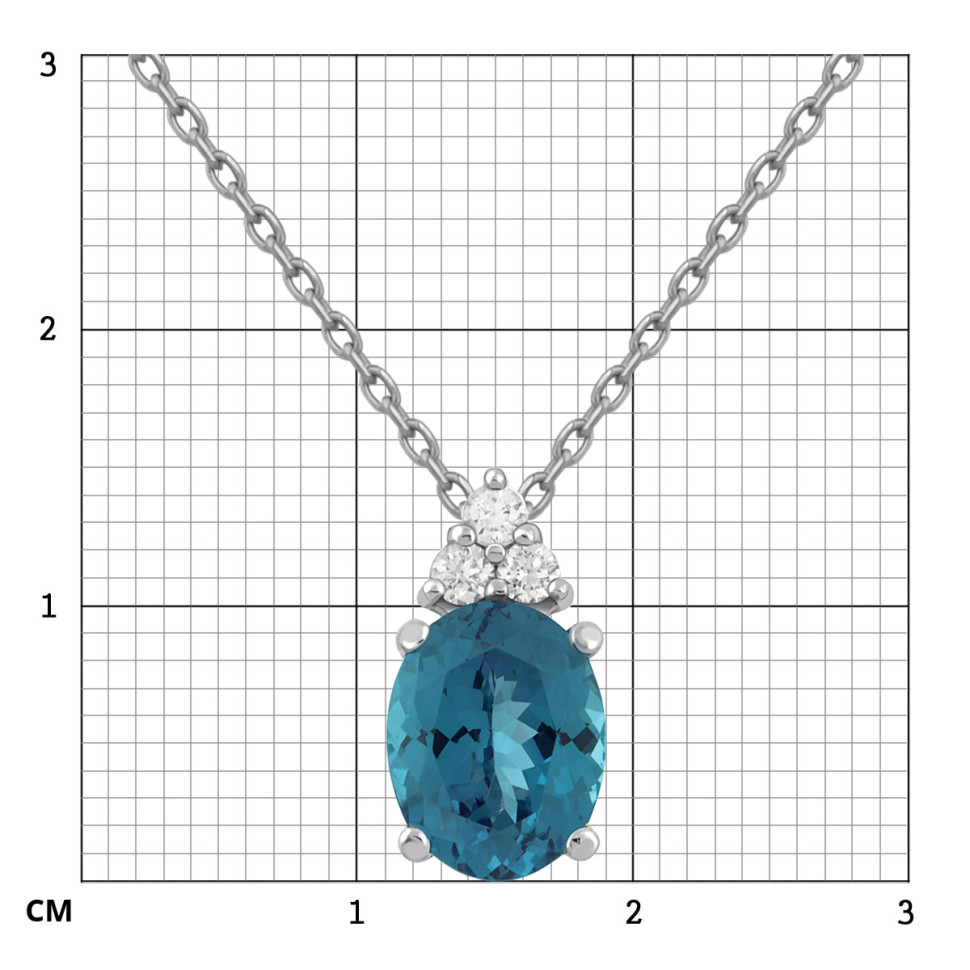 Колье из белого золота с бриллиантами и лондон топазом (060164)