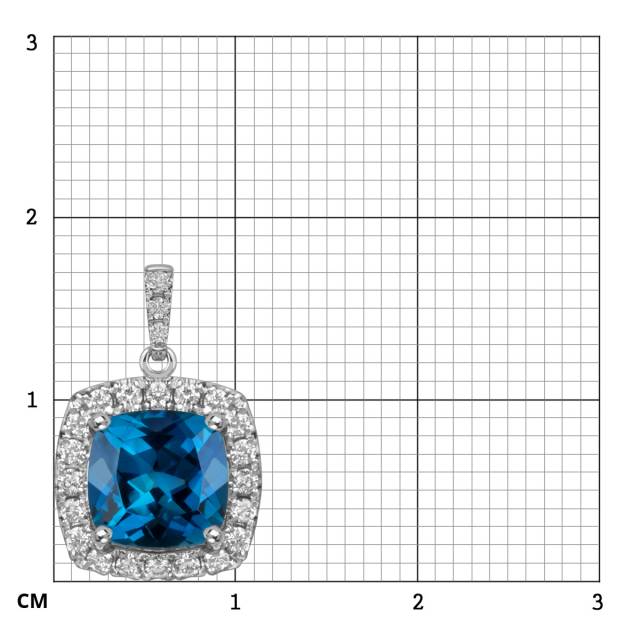 Кулон из белого золота с бриллиантами и топазом (060153)