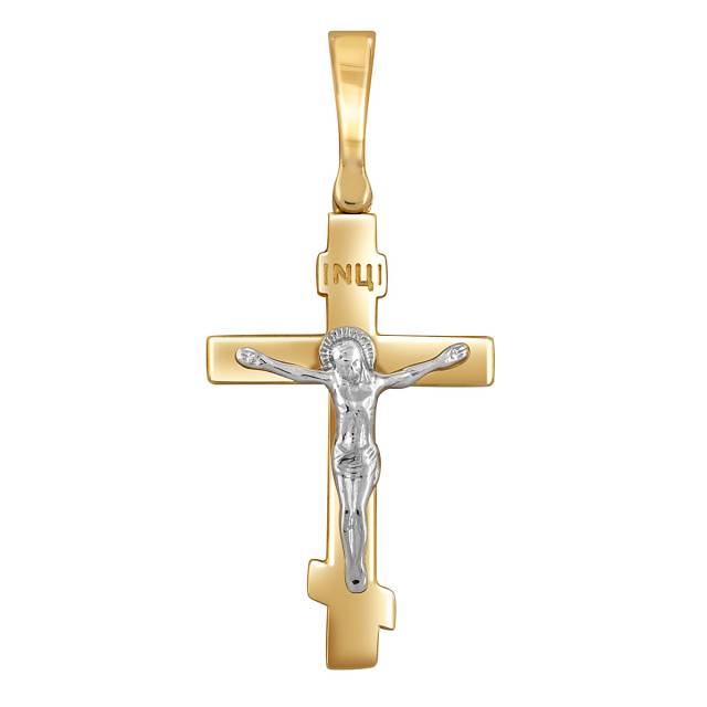Кулон крест из жёлтого золота (048496)