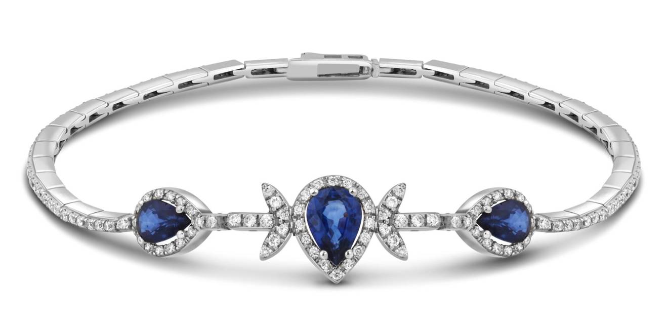 Браслет из белого золота с бриллиантами и сапфирами (014176)