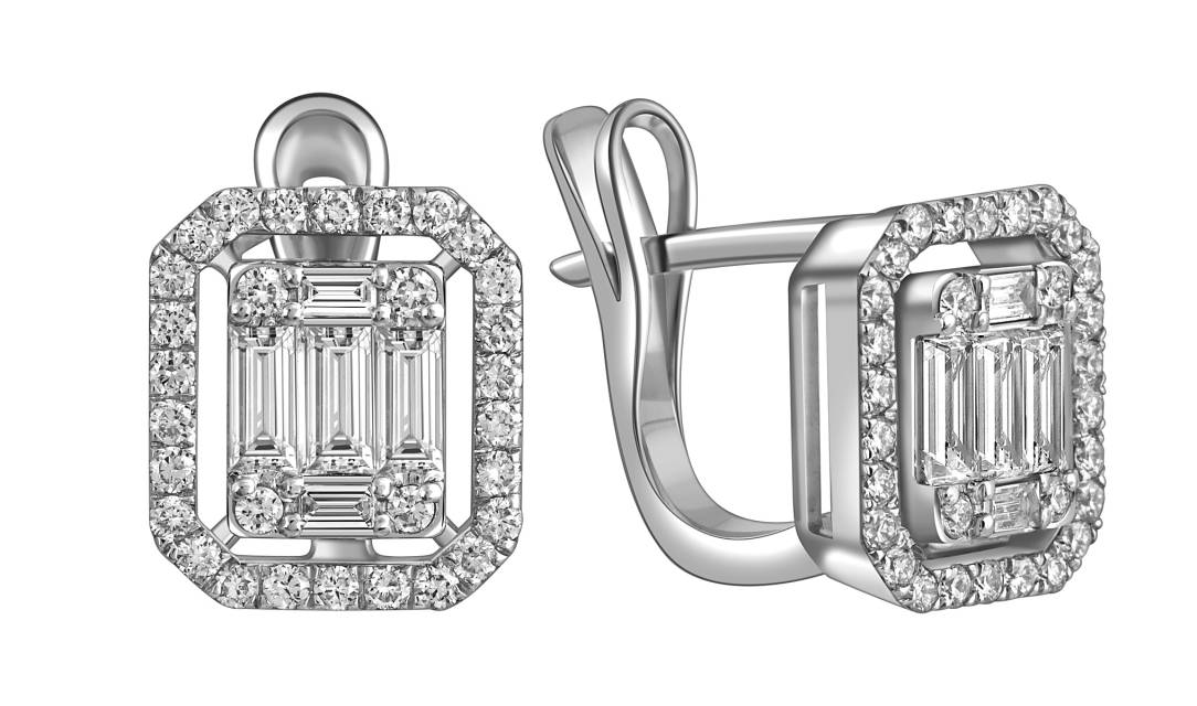 Серьги из белого золота с бриллиантами (051566)