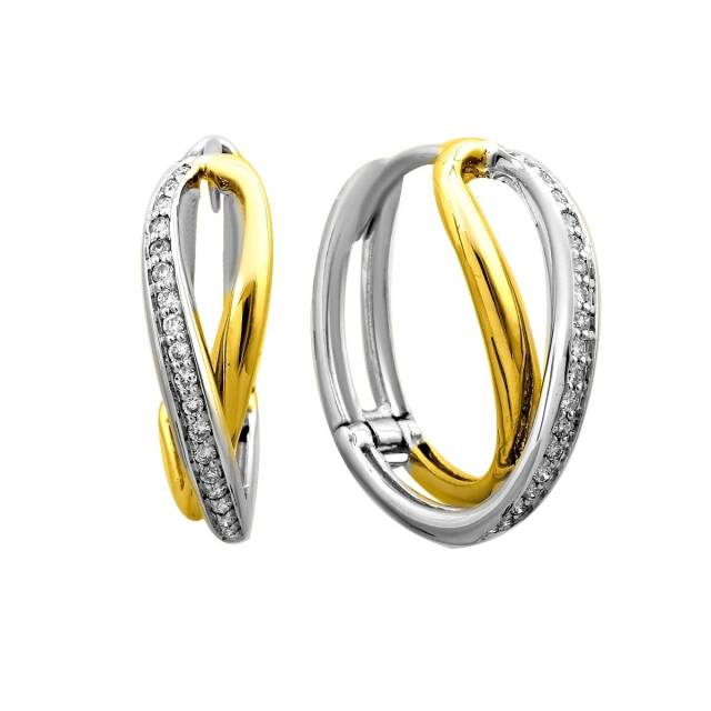 Серьги конго из комбинированного золота с с бриллиантами (025373)