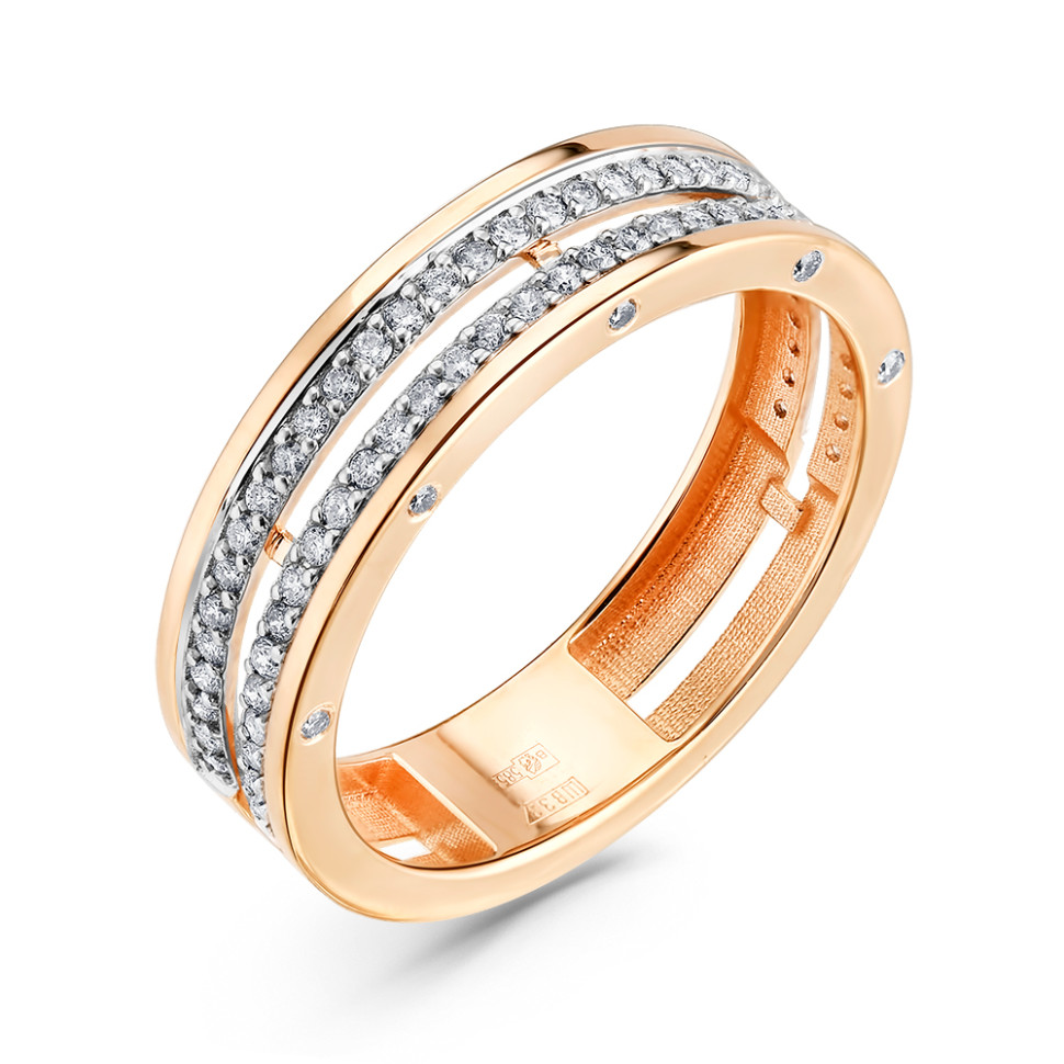 Кольцо из красного золота с бриллиантами (052939)