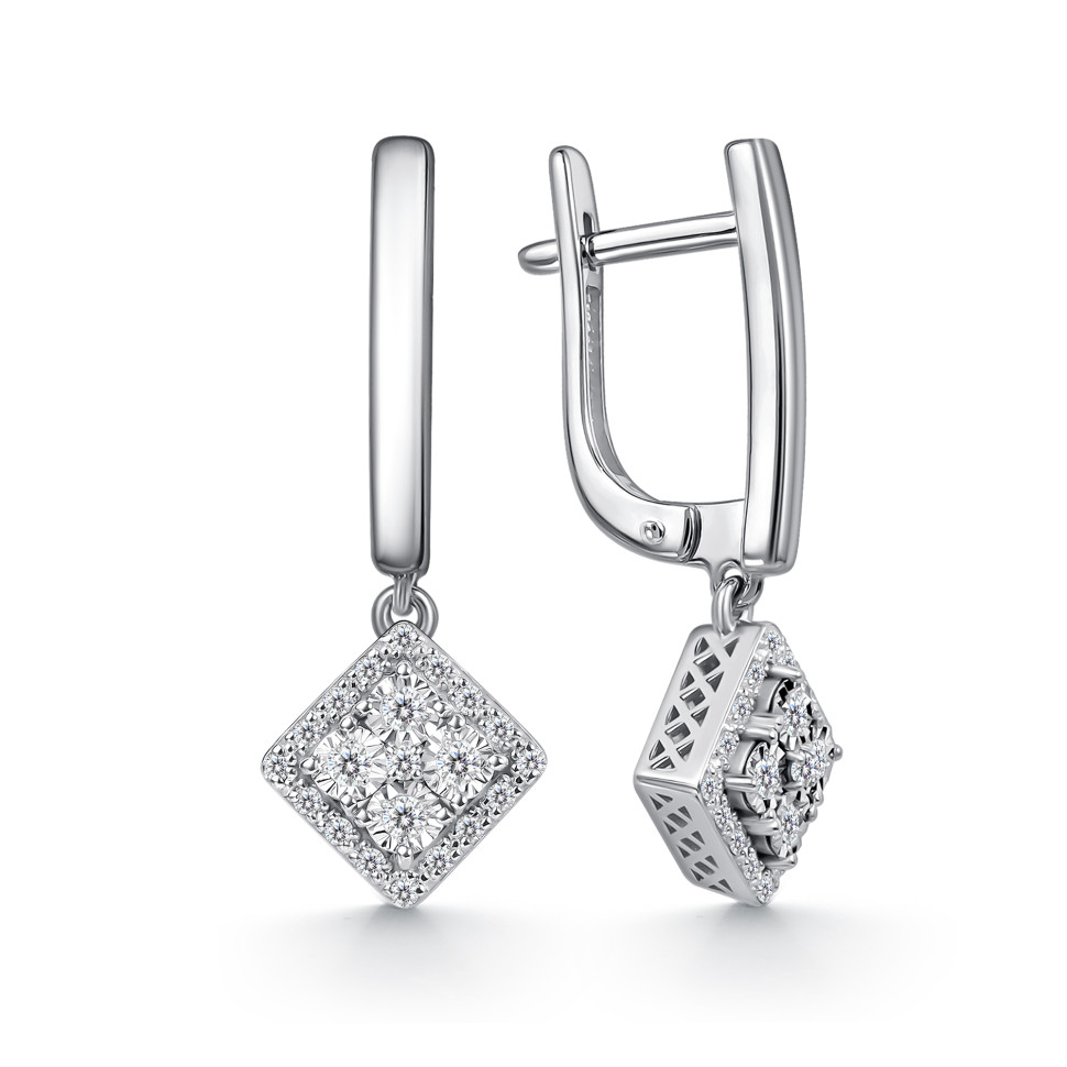 Серьги из белого золота с бриллиантами (063021)