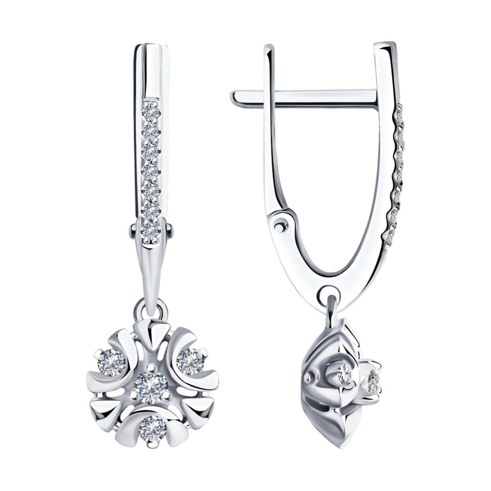 Серьги из белого золота с бриллиантами (047383)