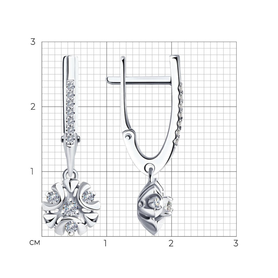 Серьги из белого золота с бриллиантами (047383)