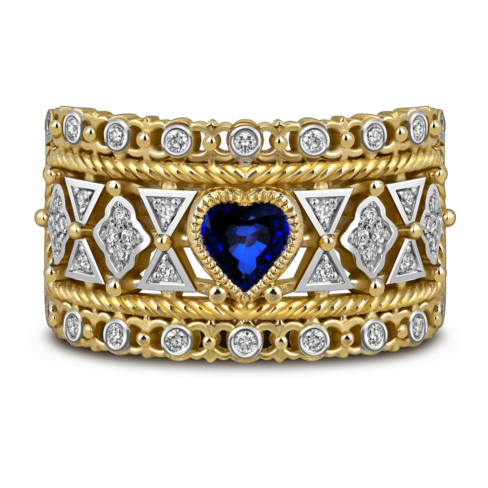 Кольцо из жёлтого золота с бриллиантами и танзанитом 