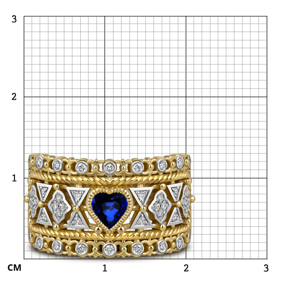 Кольцо из жёлтого золота с бриллиантами и танзанитом 