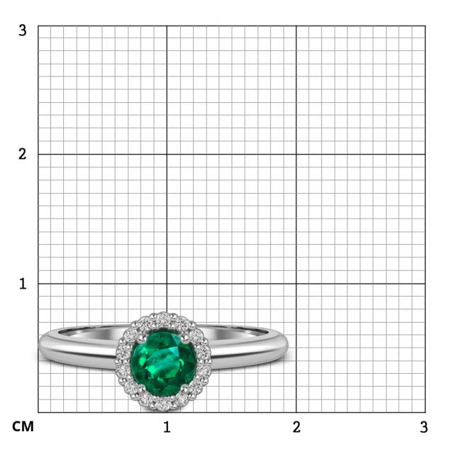 Кольцо из белого золота с бриллиантами и изумрудом  (055055)