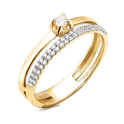 Помолвочное кольцо из красного золота с бриллиантами (063123)