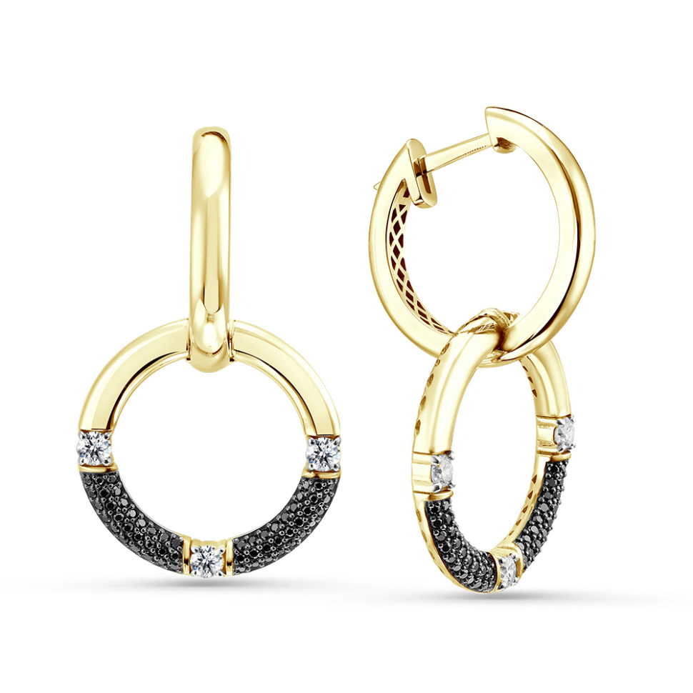 Серьги из жёлтого золота с бриллиантами (055792)